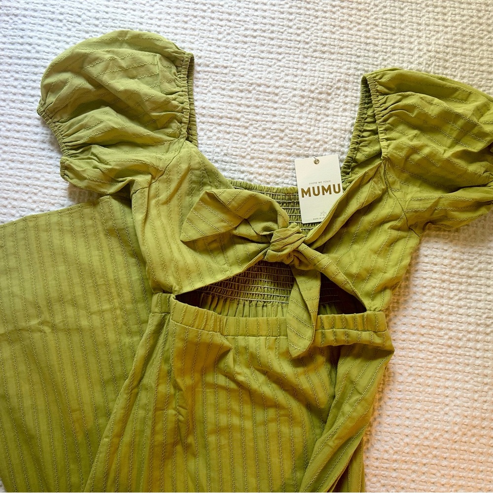 NWT Show Me Your MuMu / Gabrielle Tie Dress in Pear Green